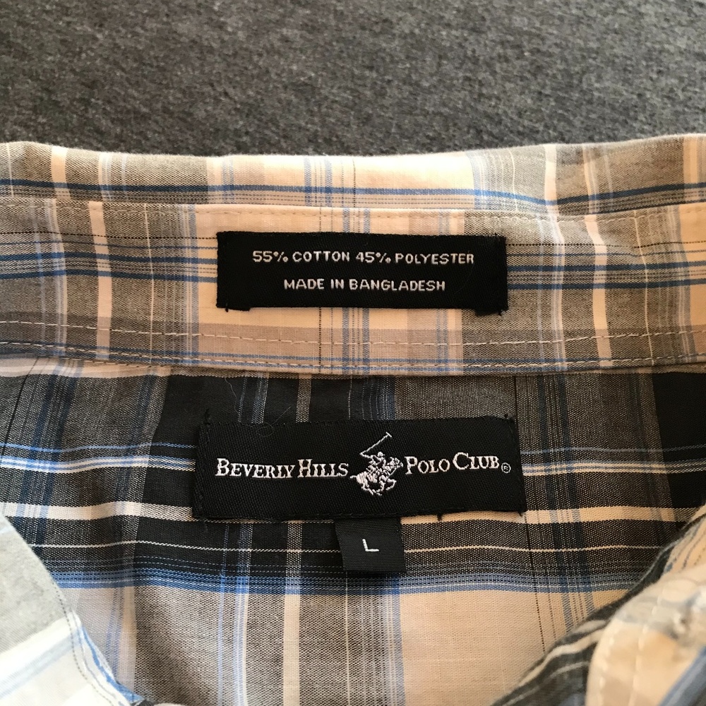 Beverly Hills Polo Club Flannel Button Up Sz Lg - Picture 6 of 6